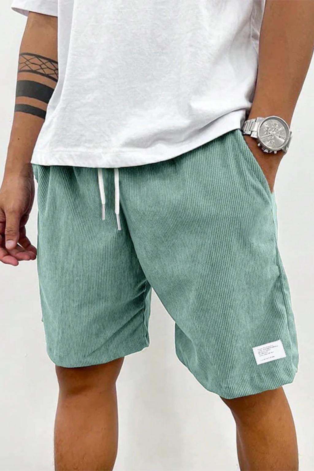 Men's Relaxed Fit Corduroy Shorts with Drawstring Waist