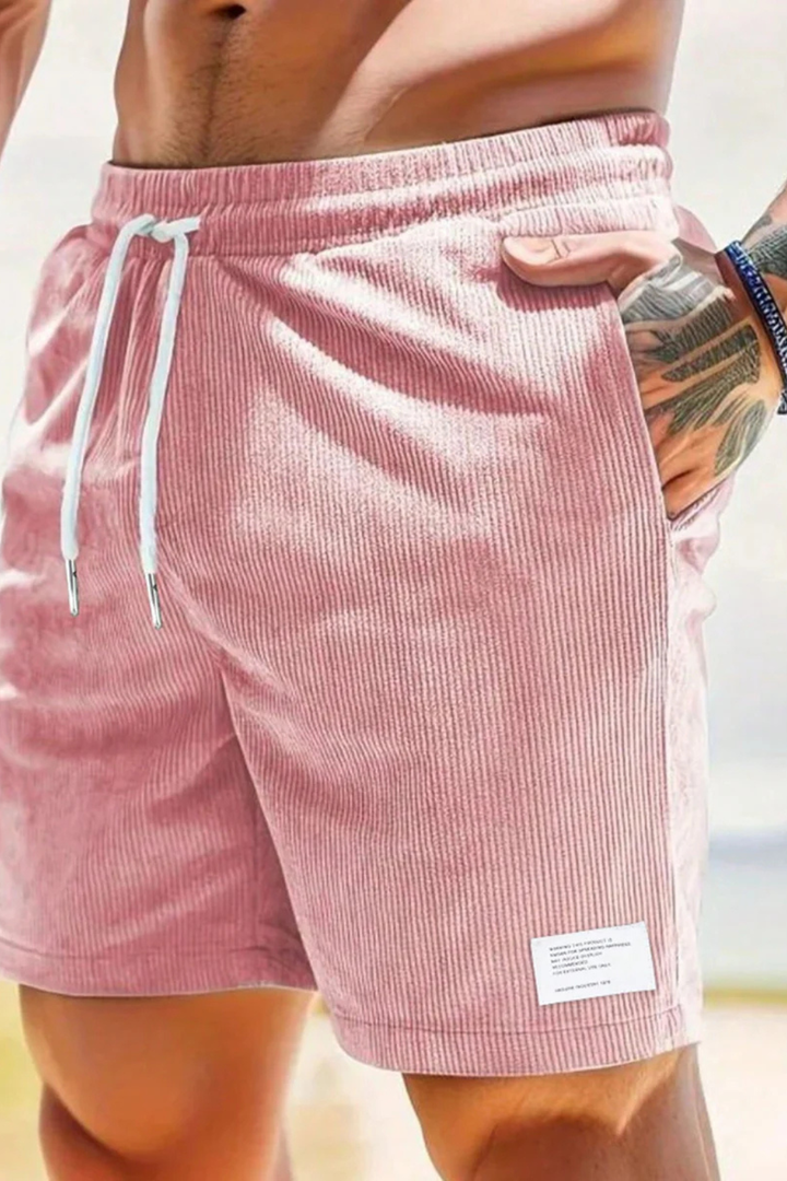 Men's Relaxed Fit Corduroy Shorts with Drawstring Waist