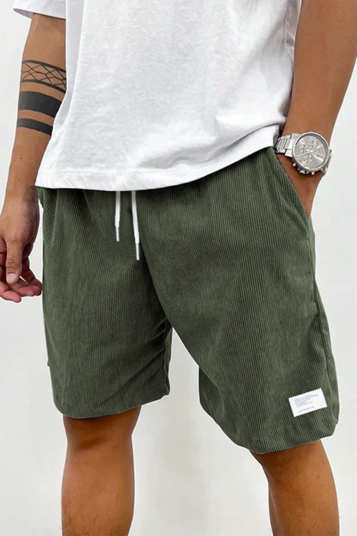 Men's Relaxed Fit Corduroy Shorts with Drawstring Waist