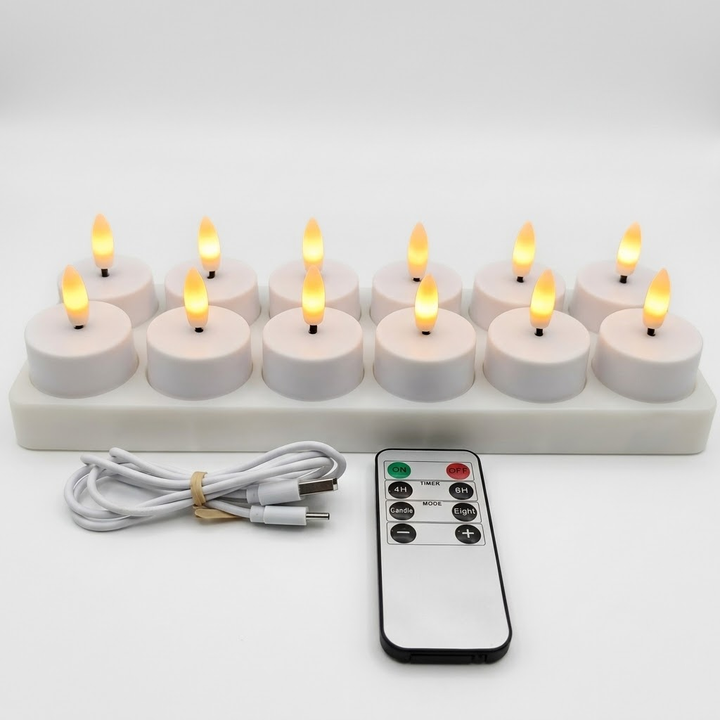 Flameless LED Candles – USB Rechargeable Set with Remote & Timer