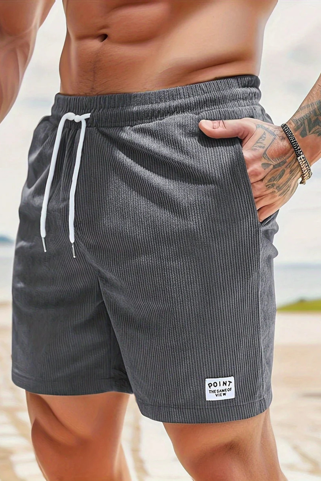 Men's Relaxed Fit Corduroy Shorts with Drawstring Waist
