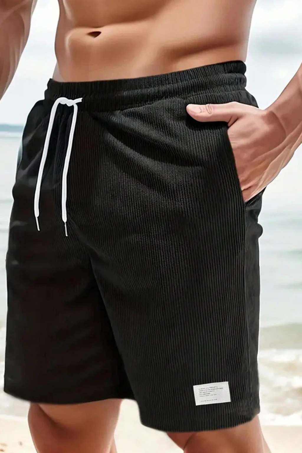 Men's Relaxed Fit Corduroy Shorts with Drawstring Waist