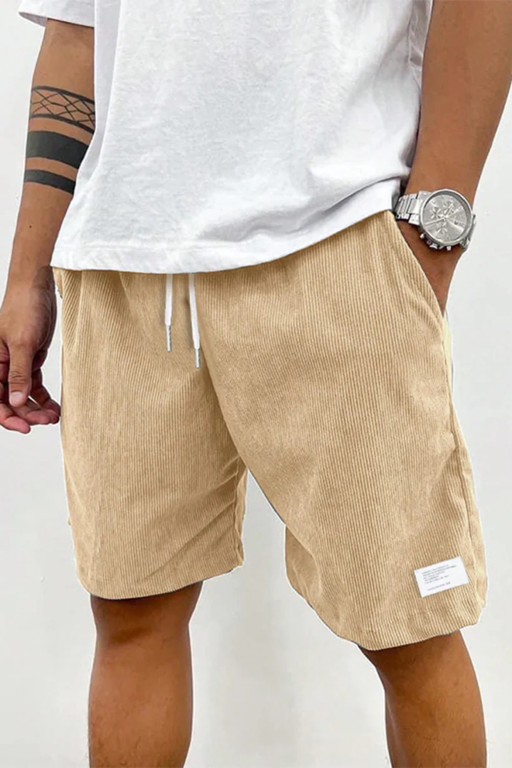 Men's Relaxed Fit Corduroy Shorts with Drawstring Waist