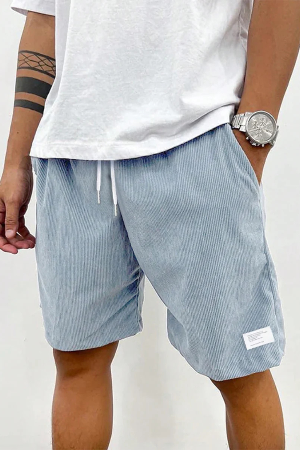 Men's Relaxed Fit Corduroy Shorts with Drawstring Waist