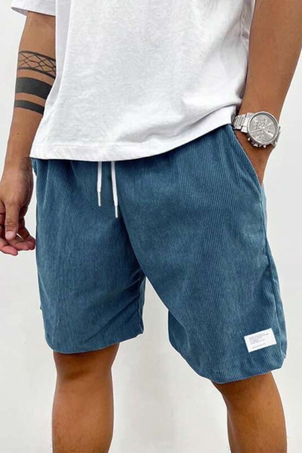 Men's Relaxed Fit Corduroy Shorts with Drawstring Waist