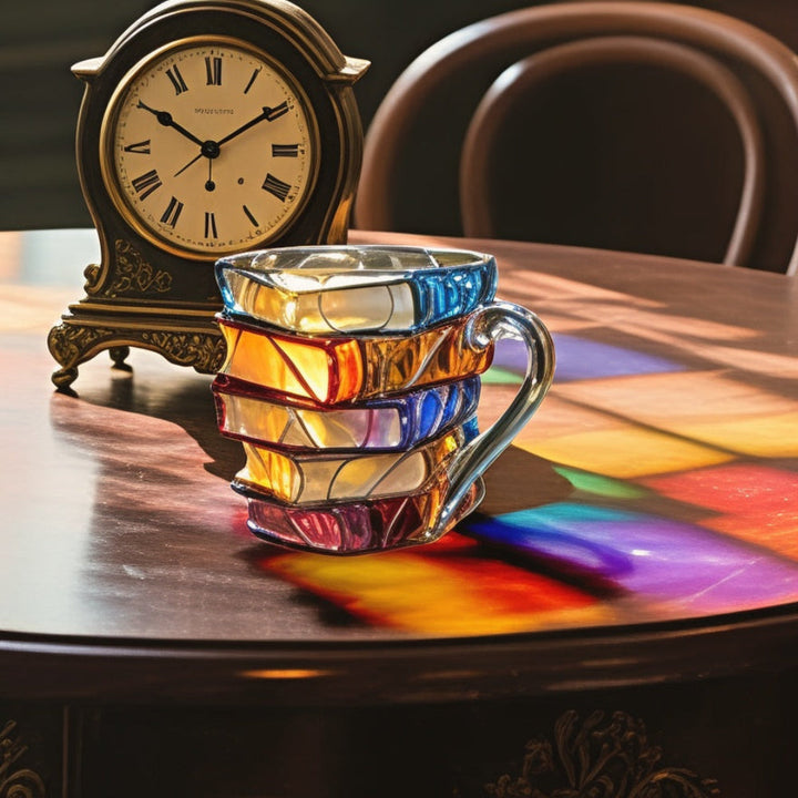 3D Book Stack Glass Coffee Mug – Literary Gift Cup