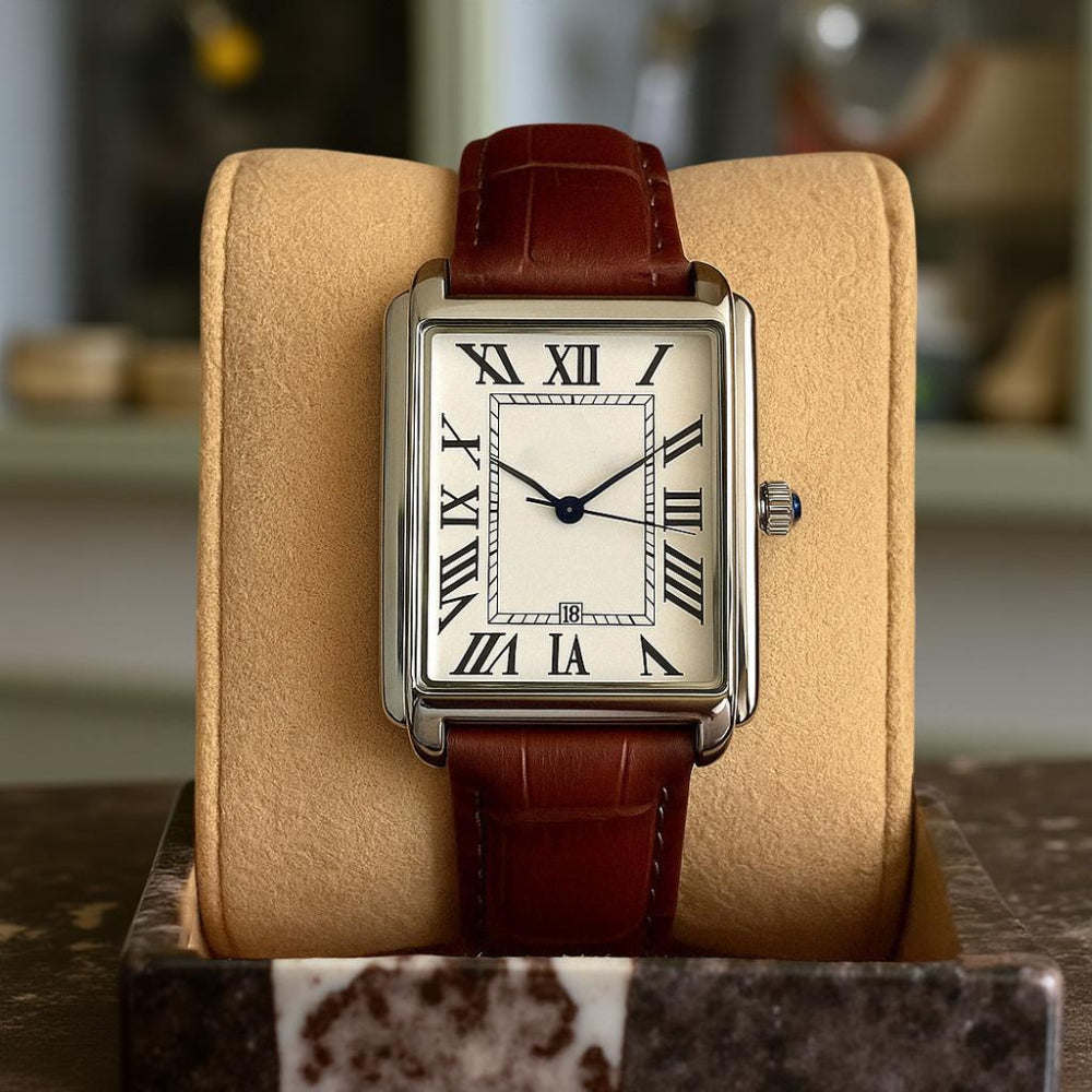 Men's Classic Dress Watch Square Analog Retro Style
