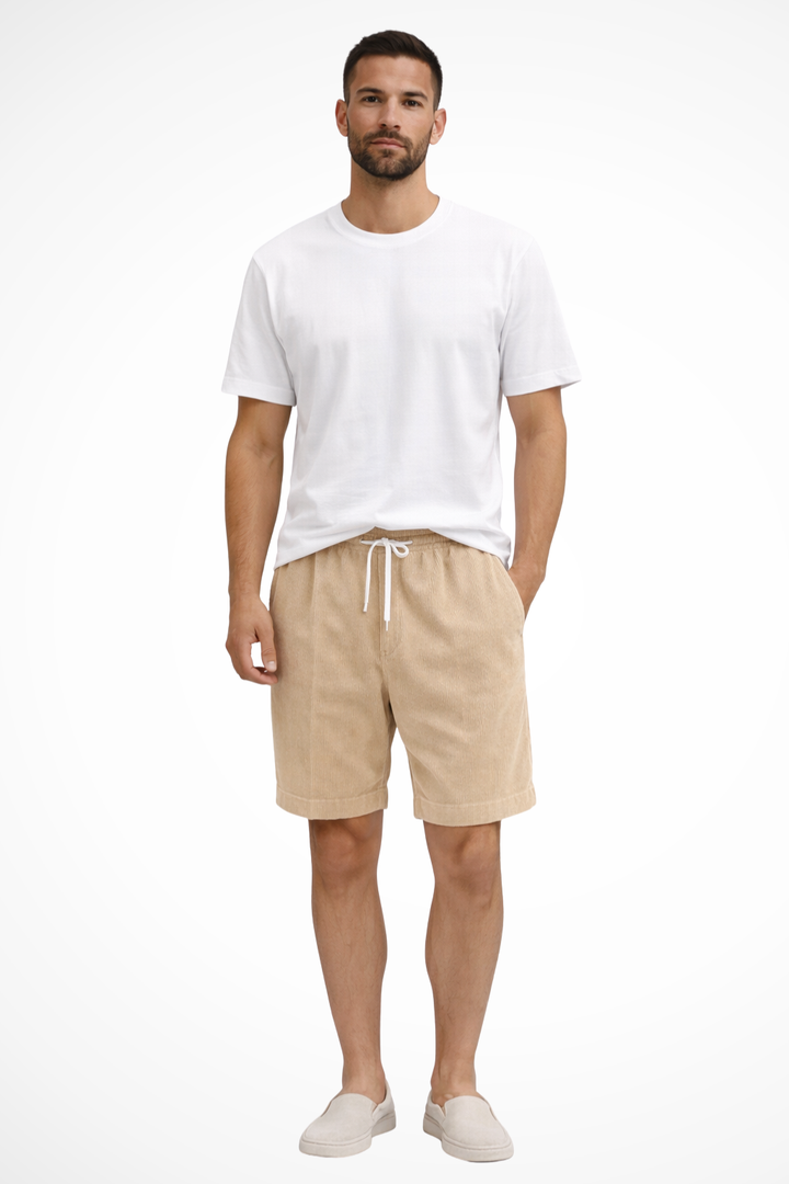Men's Relaxed Fit Corduroy Shorts with Drawstring Waist