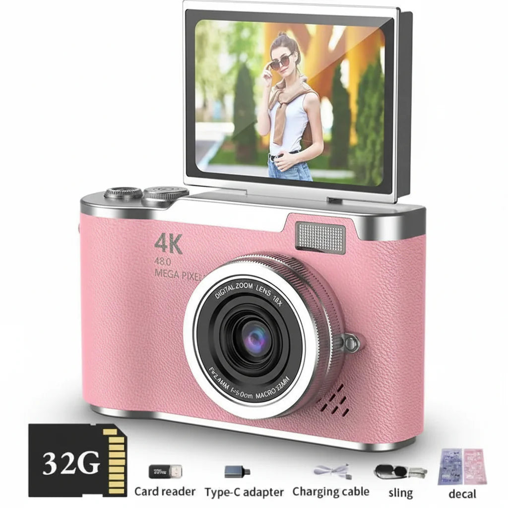 4K Digital Camera – 48MP Flip Screen with 8X Zoom