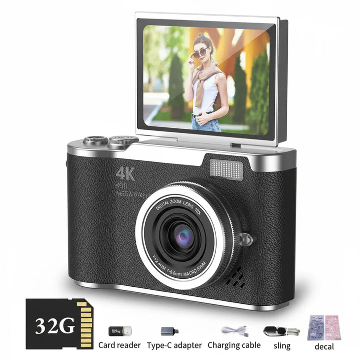4K Digital Camera – 48MP Flip Screen with 8X Zoom