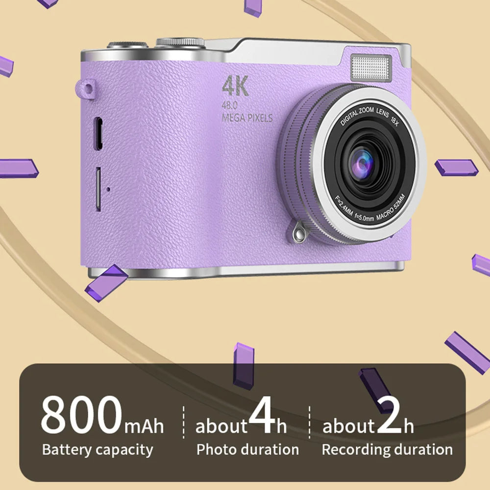 4K Digital Camera – 48MP Flip Screen with 8X Zoom