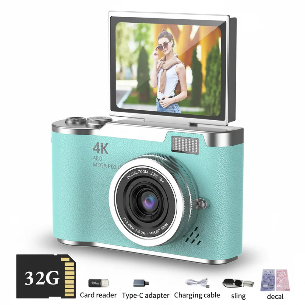 4K Digital Camera – 48MP Flip Screen with 8X Zoom