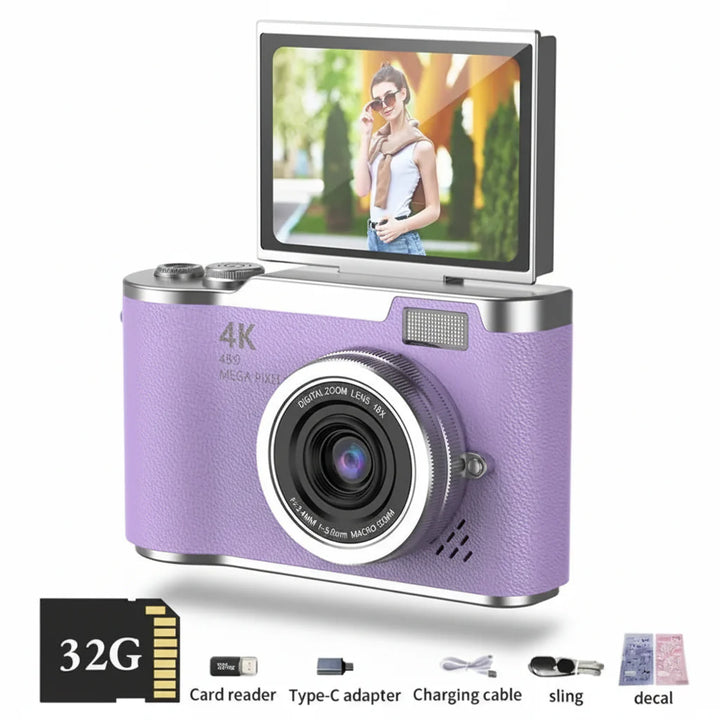 4K Digital Camera – 48MP Flip Screen with 8X Zoom