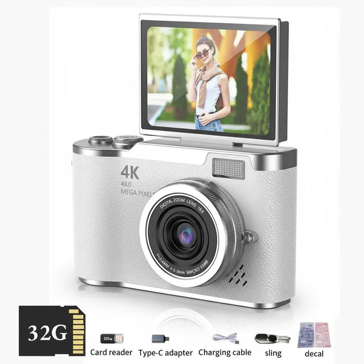 4K Digital Camera – 48MP Flip Screen with 8X Zoom