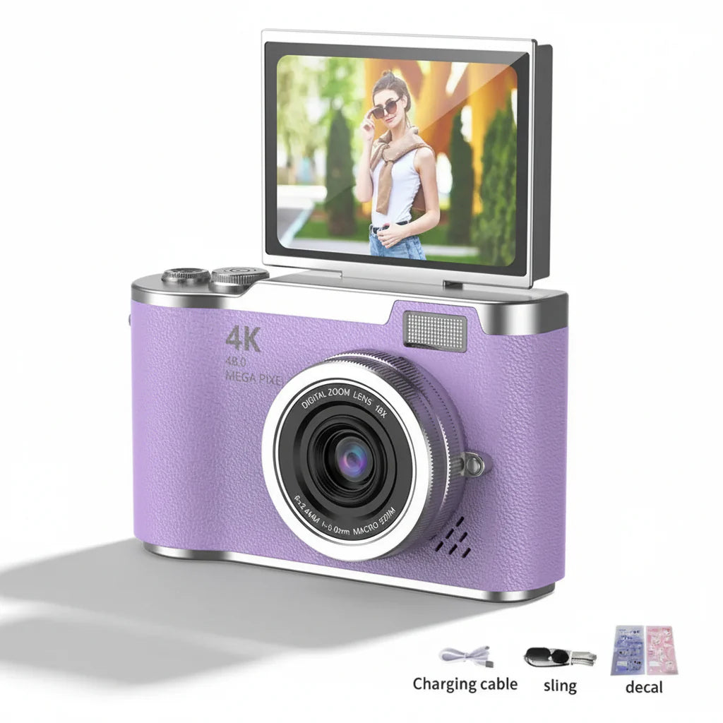 4K Digital Camera – 48MP Flip Screen with 8X Zoom