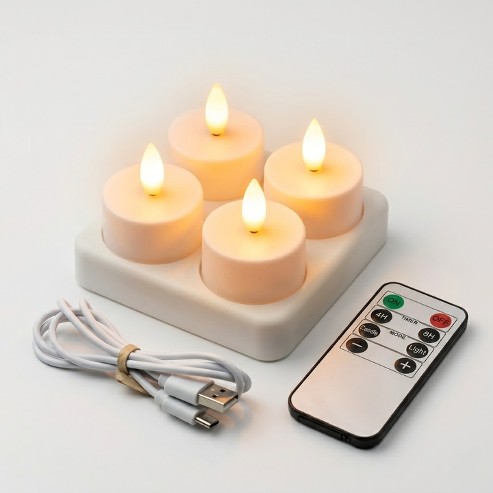 Flameless LED Candles – USB Rechargeable Set with Remote & Timer