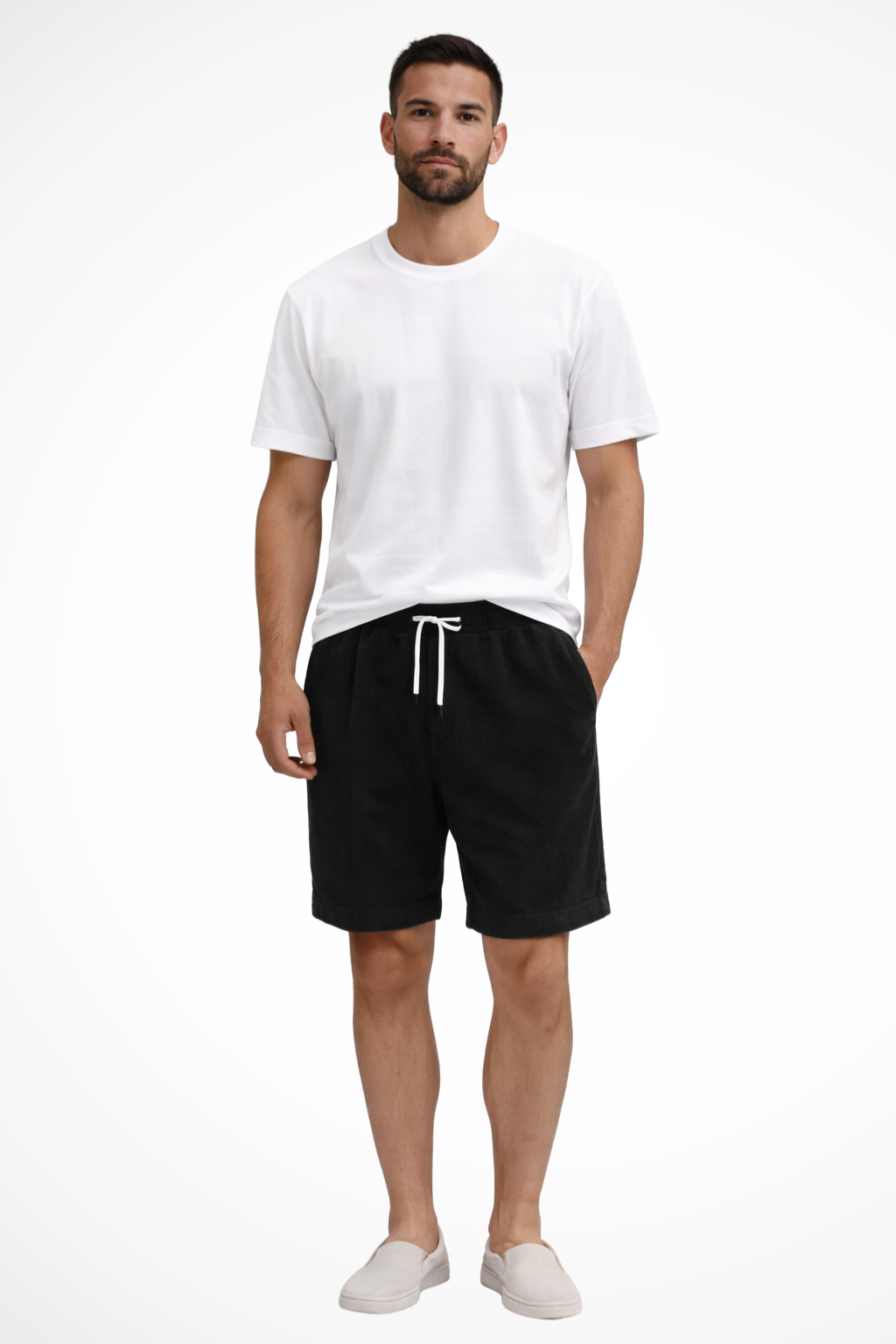 Men's Relaxed Fit Corduroy Shorts with Drawstring Waist