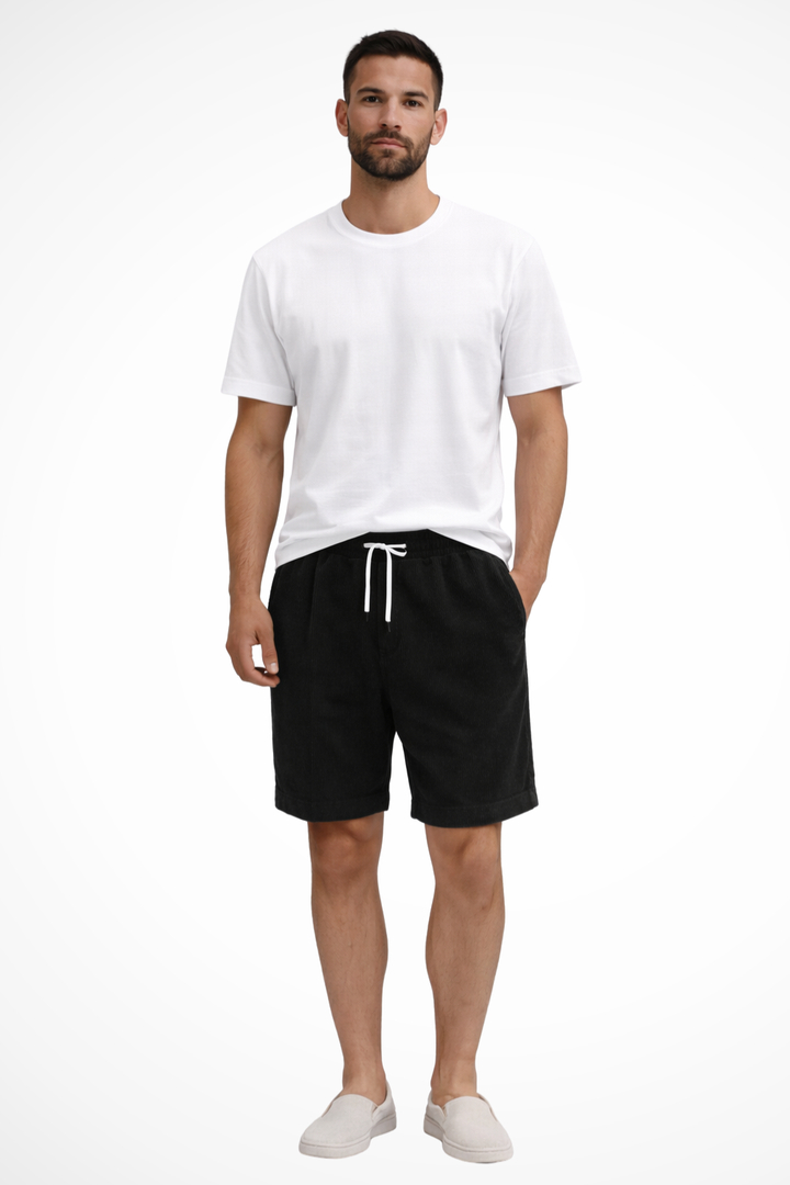 Men's Relaxed Fit Corduroy Shorts with Drawstring Waist