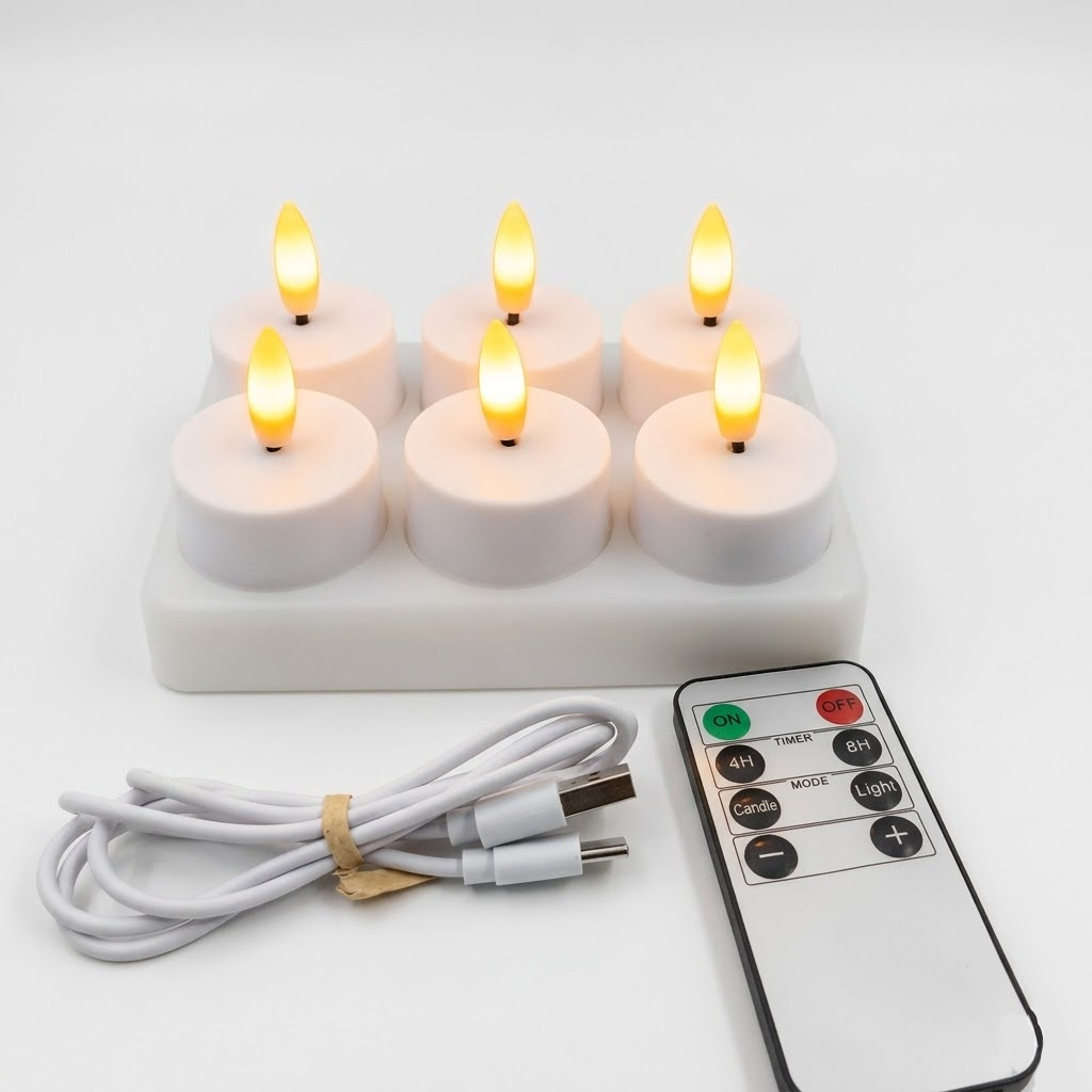Flameless LED Candles – USB Rechargeable Set with Remote & Timer