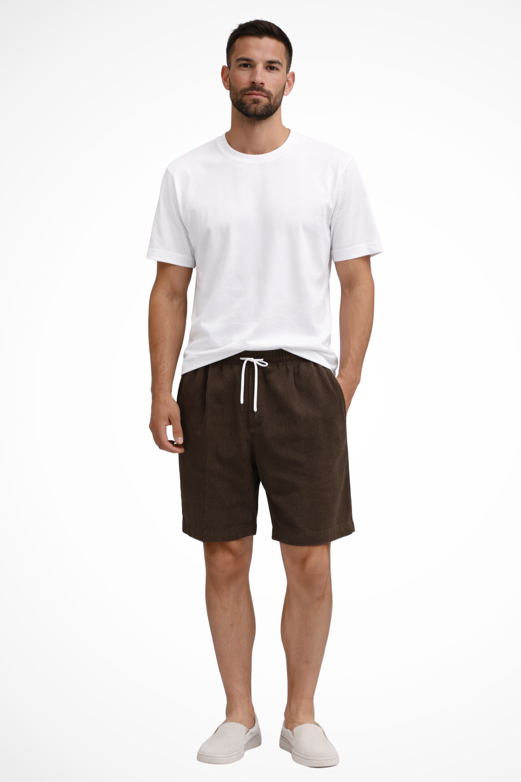 Men's Relaxed Fit Corduroy Shorts with Drawstring Waist