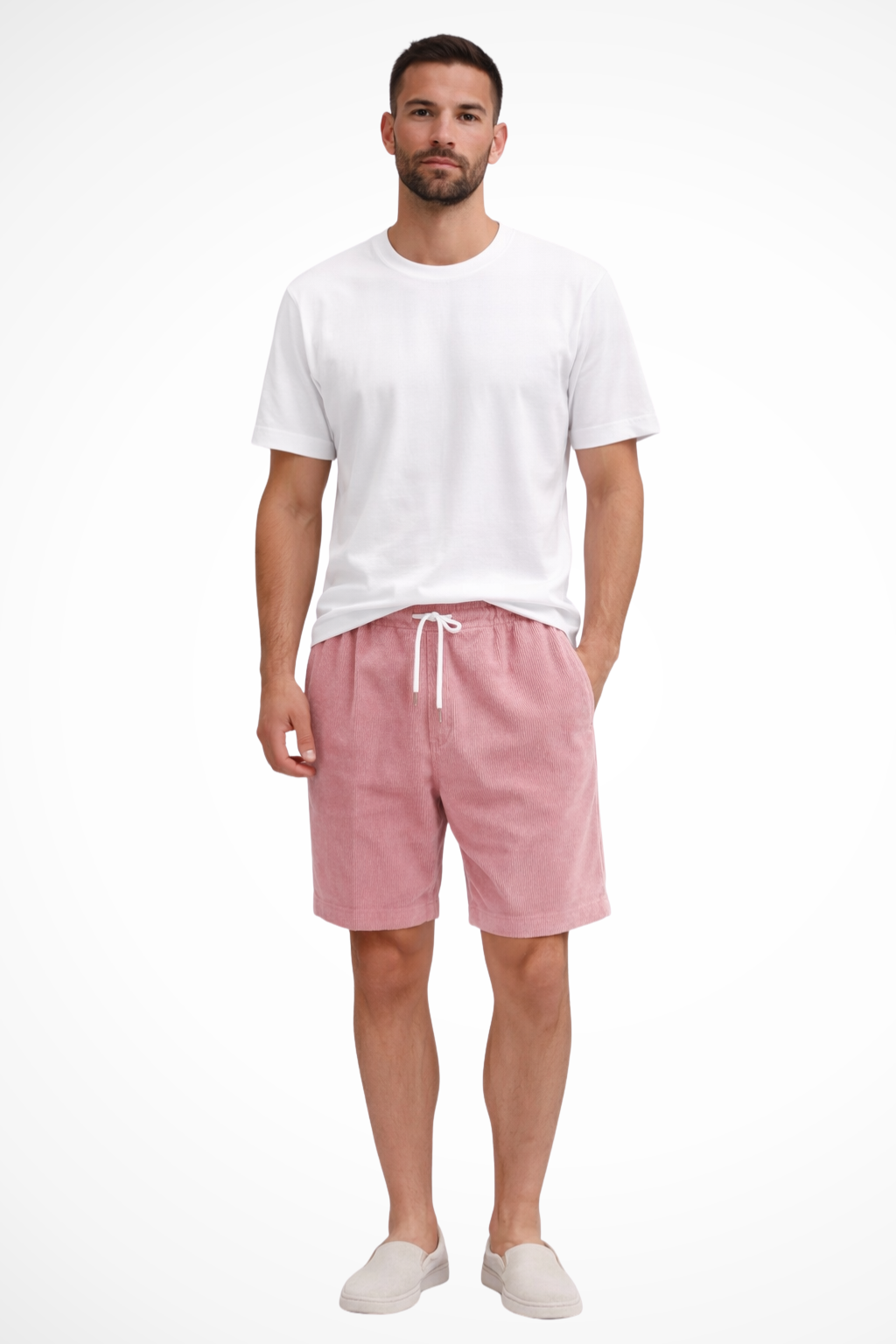 Men's Relaxed Fit Corduroy Shorts with Drawstring Waist