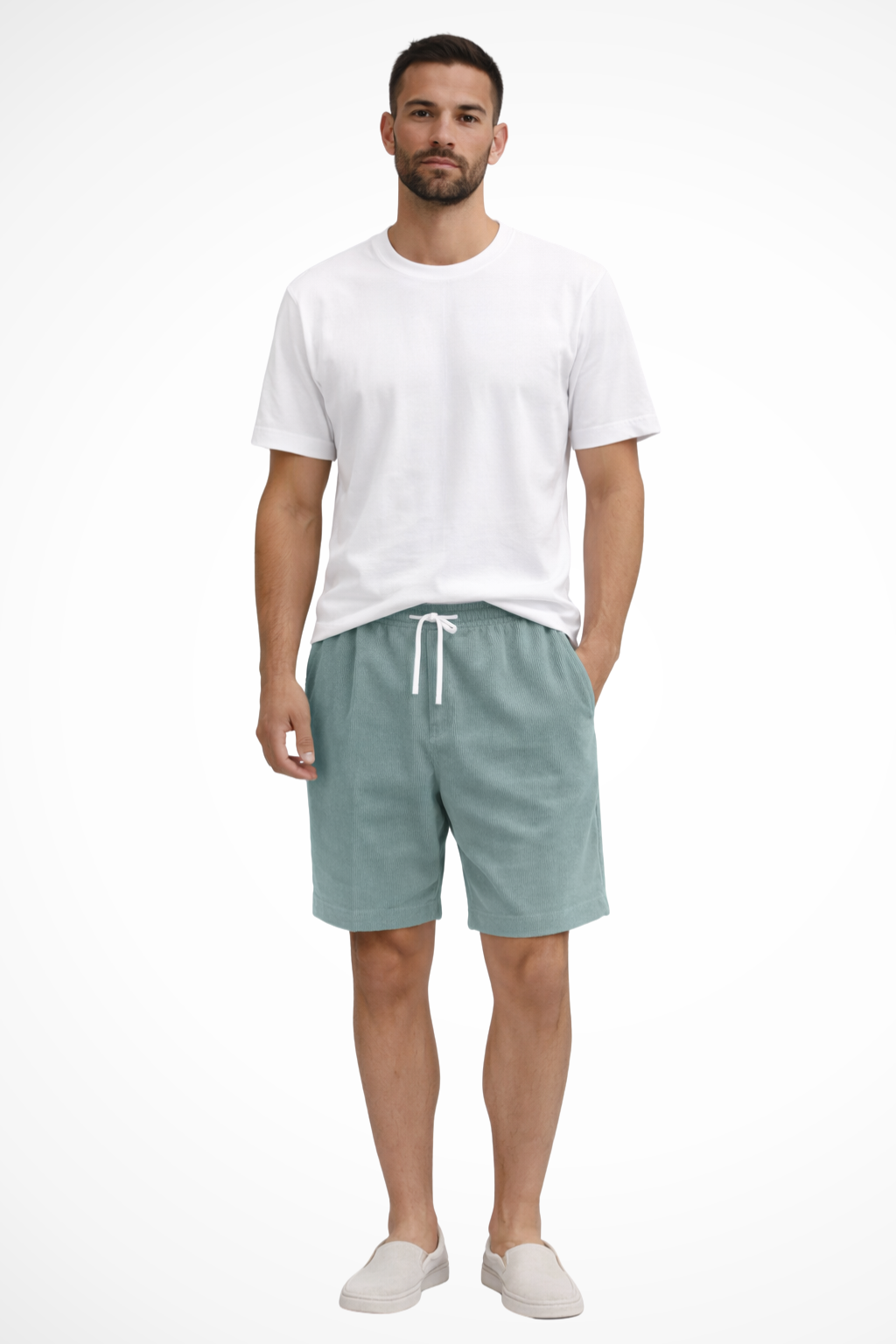 Men's Relaxed Fit Corduroy Shorts with Drawstring Waist