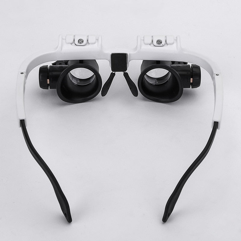 Adjustable LED magnifying glasses with 8x, 15x and 23x magnification for hobbies and precision work