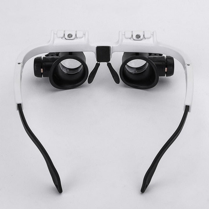 Adjustable LED magnifying glasses with 8x, 15x and 23x magnification for hobbies and precision work