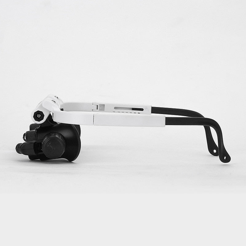Adjustable LED magnifying glasses with 8x, 15x and 23x magnification for hobbies and precision work