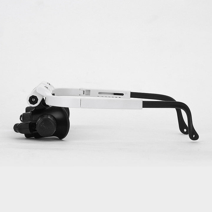 Adjustable LED magnifying glasses with 8x, 15x and 23x magnification for hobbies and precision work