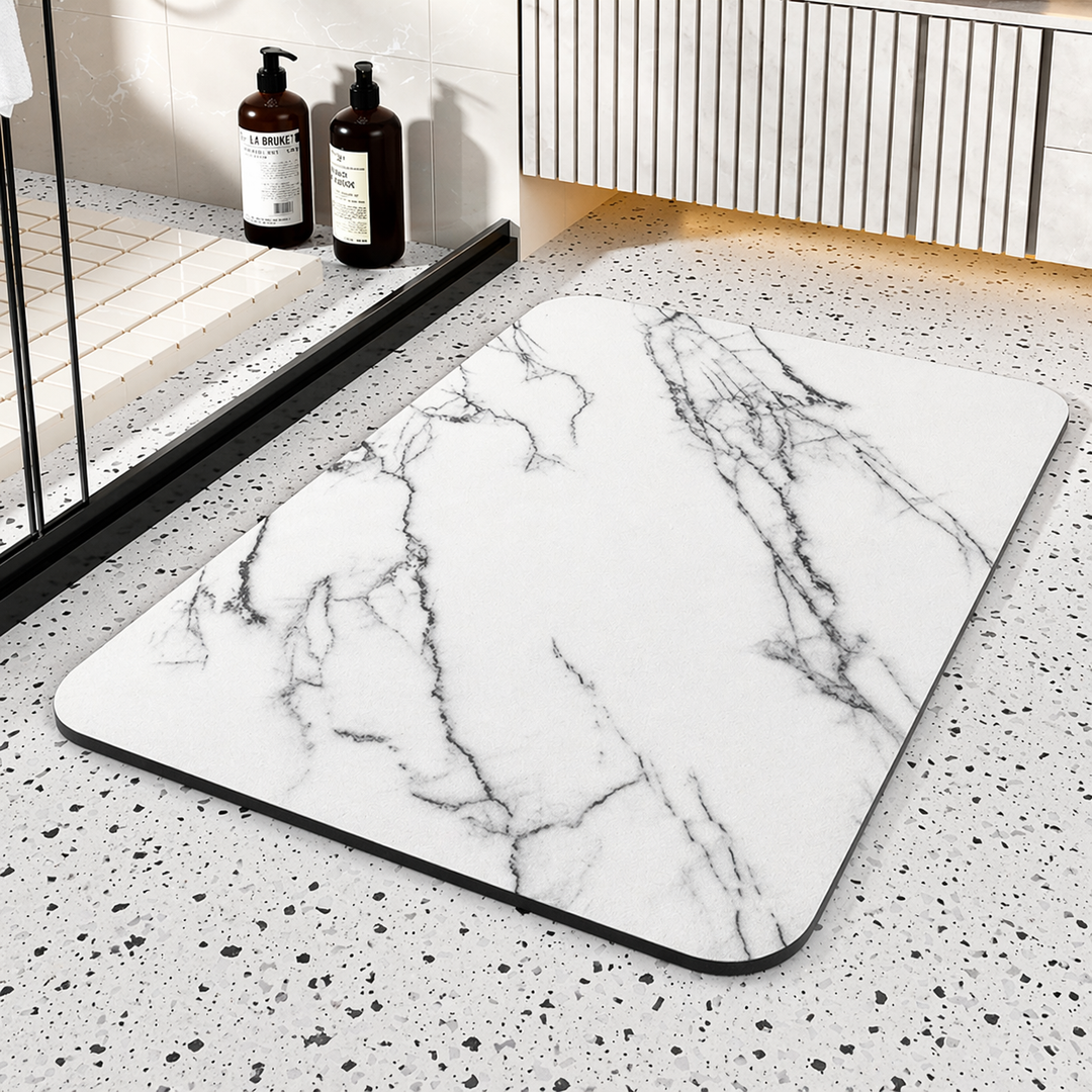 Quick-Dry Diatom Stone Bath Mat – Non-Slip Marble Floor Mat