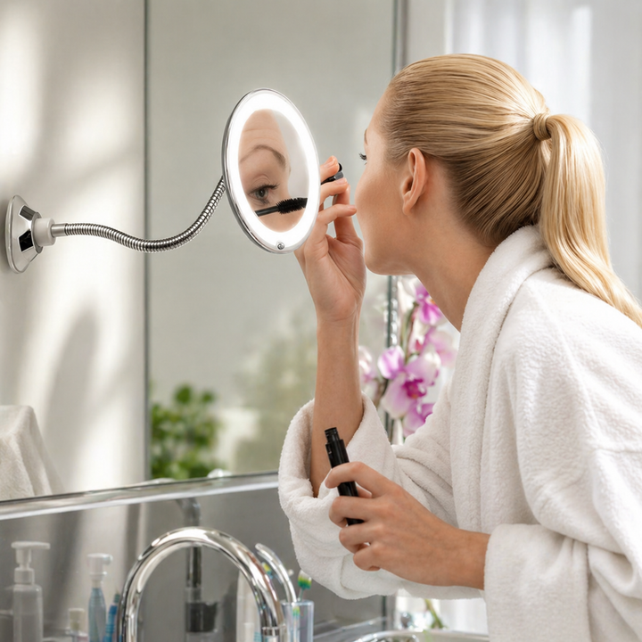 Bathroom Mirror LED Magnifying Mirror Flexible Arm