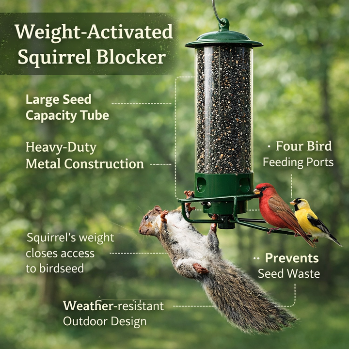 Squirrel-Proof Metal Bird Feeder – Hanging 4-Port Feeder