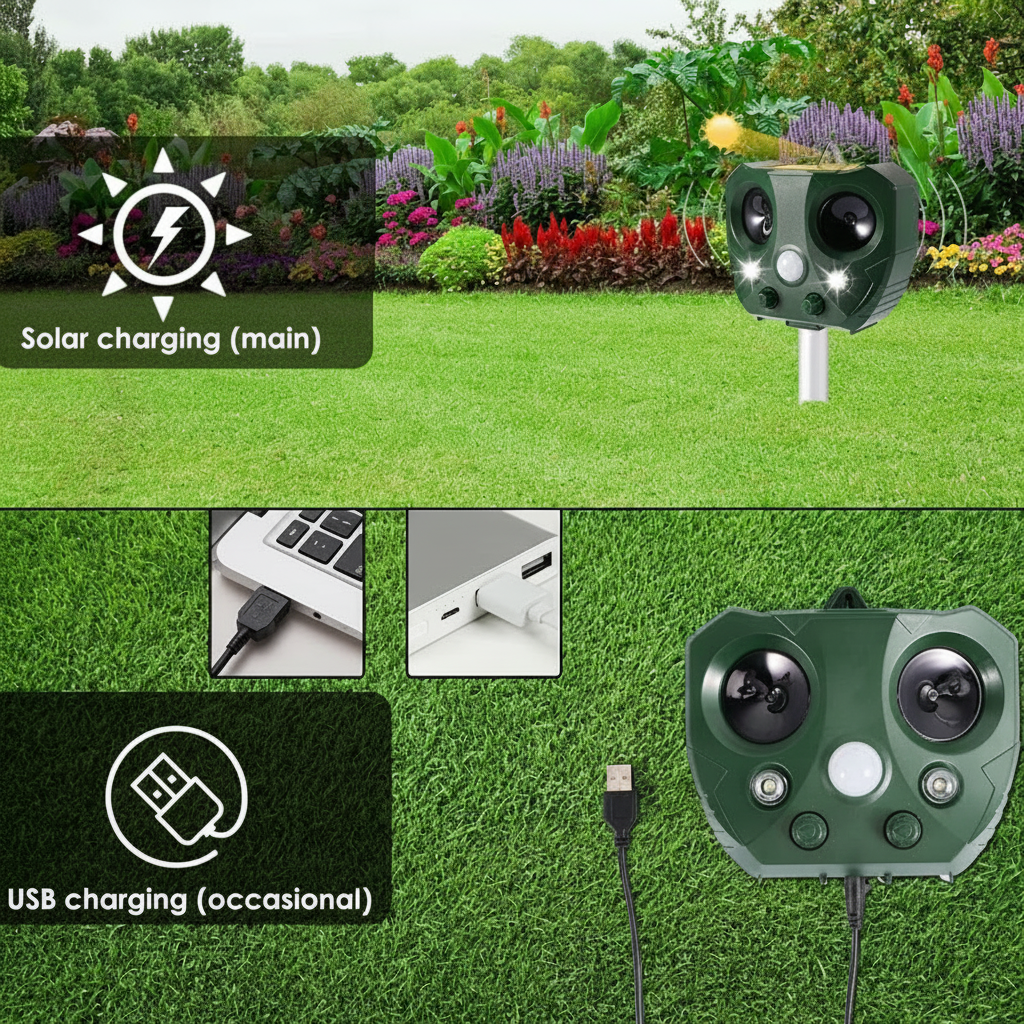Solar Ultrasonic Bird Repeller – Outdoor Garden Pest Control