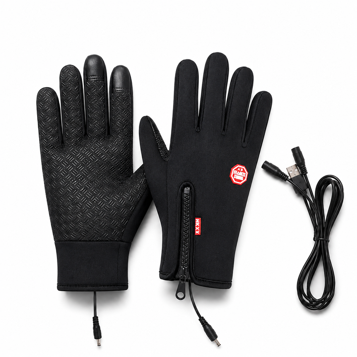 Winter Heated Gloves Electric Outdoor Touchscreen Grid Design