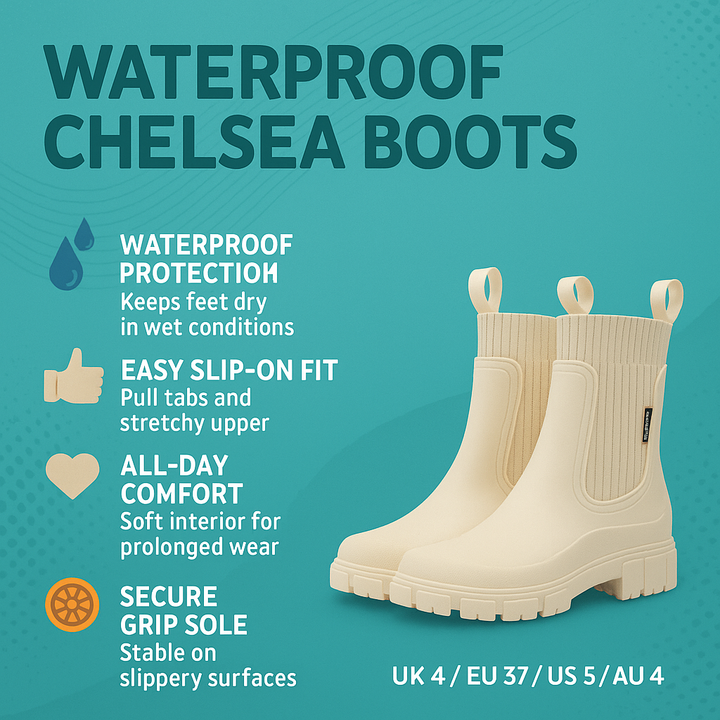 Women's Chelsea Ankle Boots – Waterproof Slip-On & Grip Sole