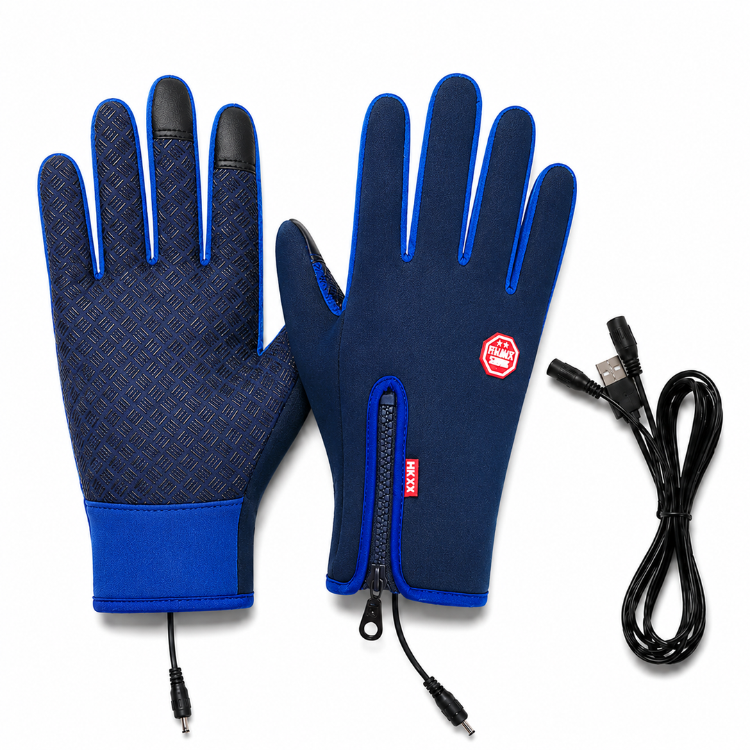 Winter Heated Gloves Electric Outdoor Touchscreen Grid Design