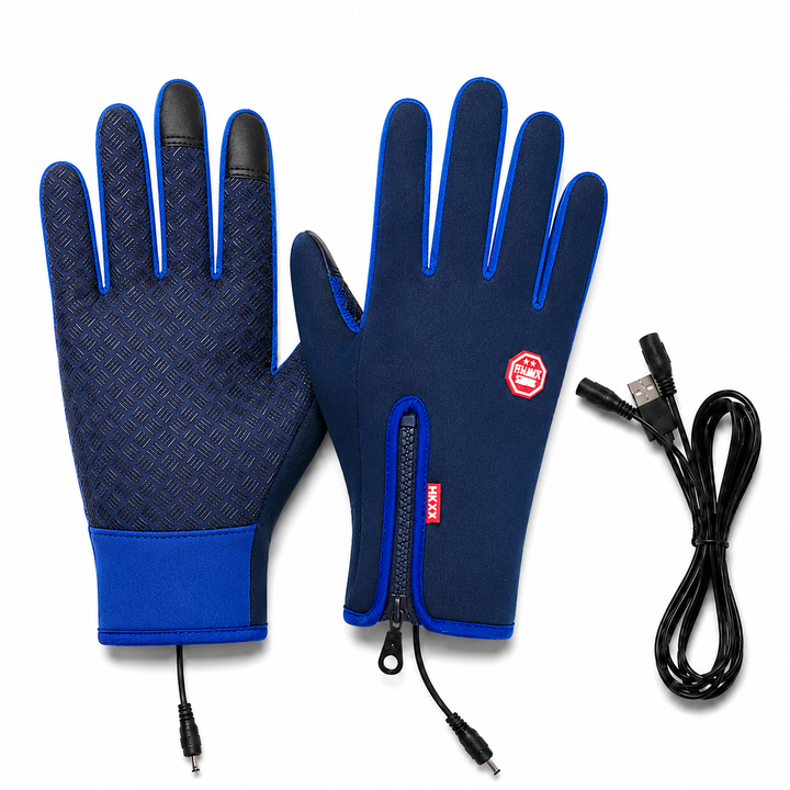 Winter Heated Gloves Electric Outdoor Touchscreen Grid Design