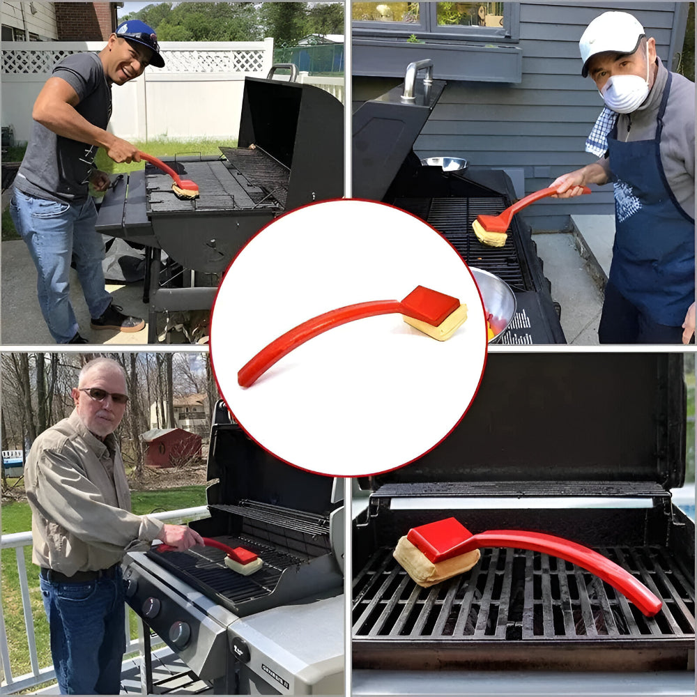 Grill Cleaning Brush Steam Scrub Tool Long Handle Design
