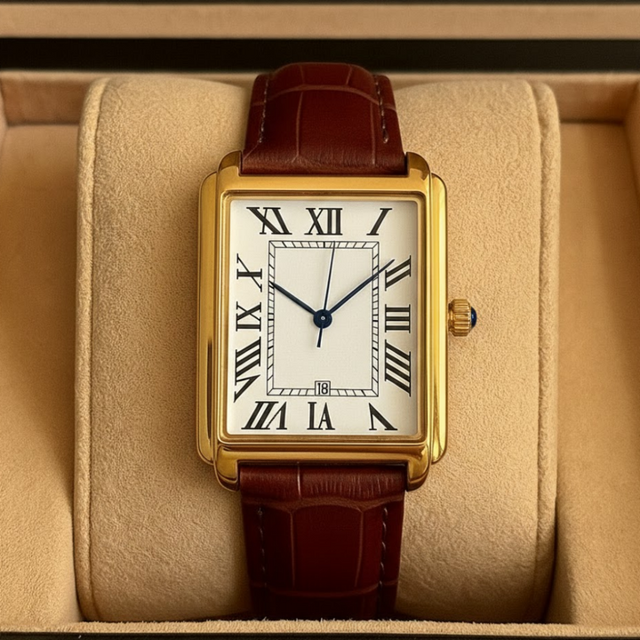 Men's Classic Dress Watch Square Analog Retro Style