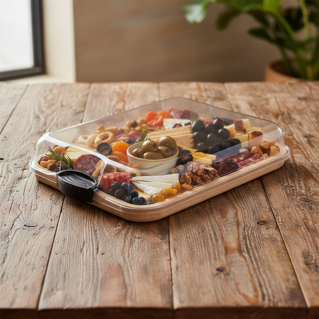 Bamboo Charcuterie Board – Cutting & Serving Tray with Lid