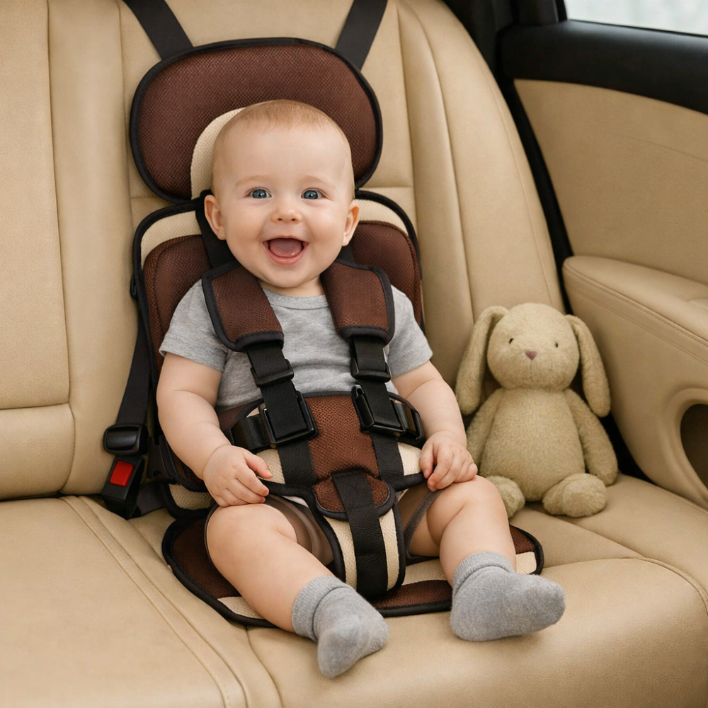 Portable Car Seat Booster – Foldable Travel Seat with Harness