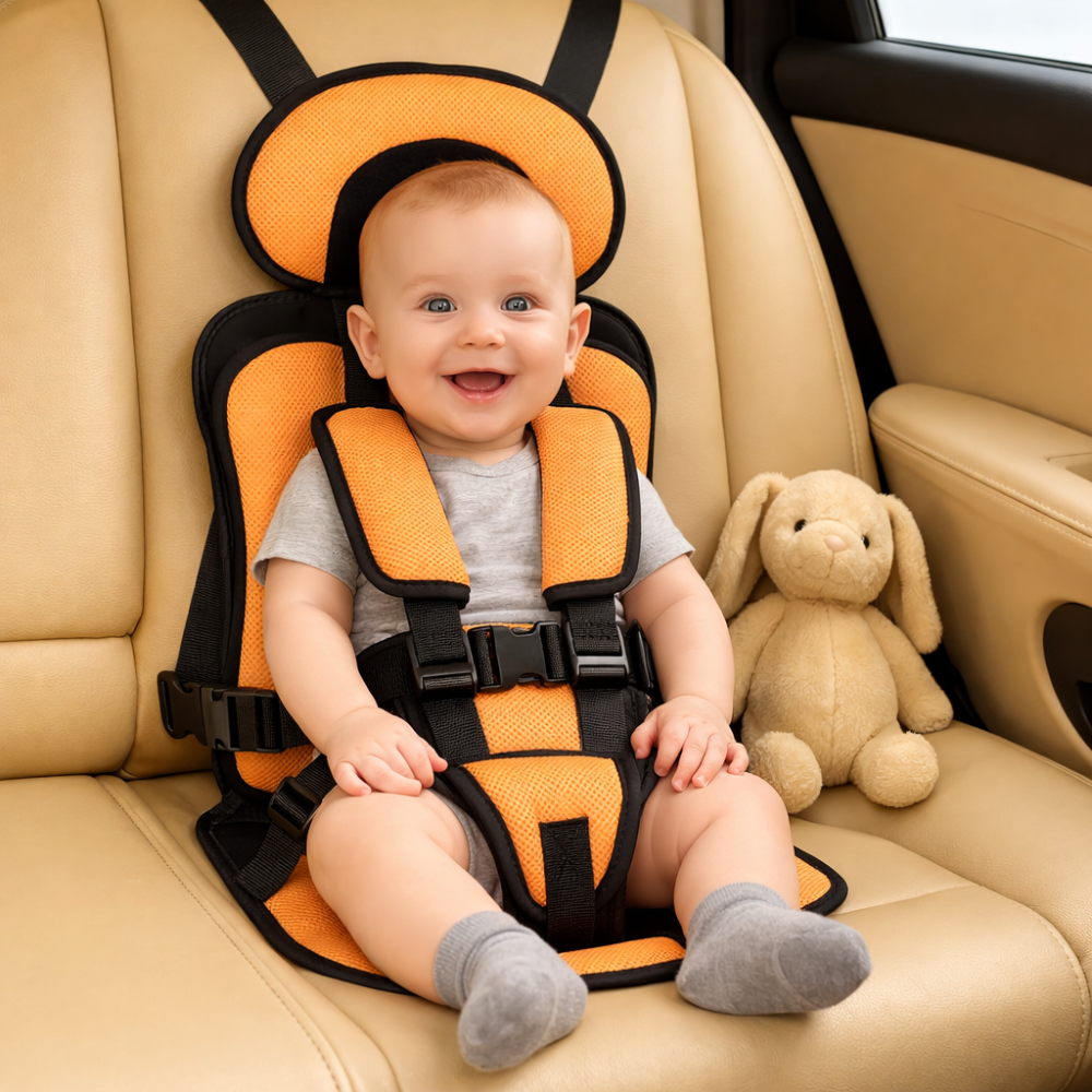 Portable Car Seat Booster – Foldable Travel Seat with Harness