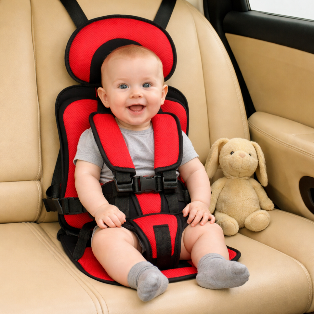 Portable Car Seat Booster – Foldable Travel Seat with Harness