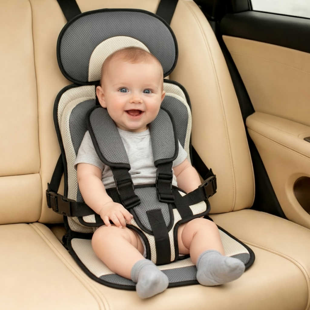 Portable Car Seat Booster – Foldable Travel Seat with Harness