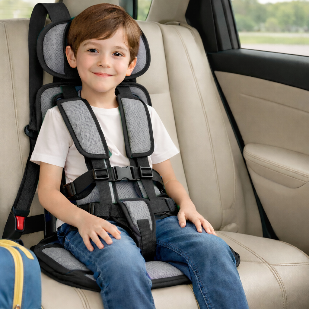 Portable Car Seat Booster – Foldable Travel Seat with Harness