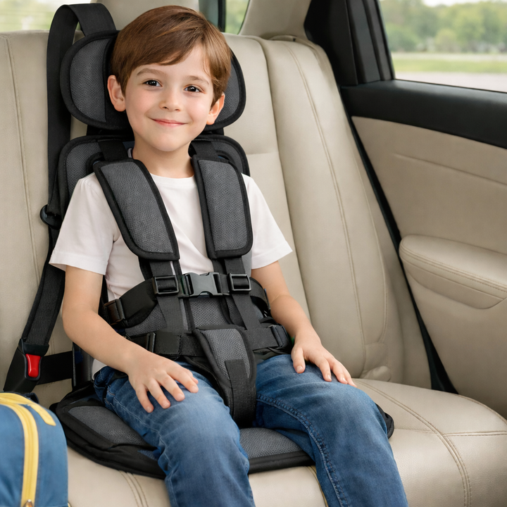 Portable Car Seat Booster – Foldable Travel Seat with Harness