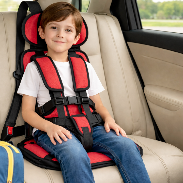 Portable Car Seat Booster – Foldable Travel Seat with Harness