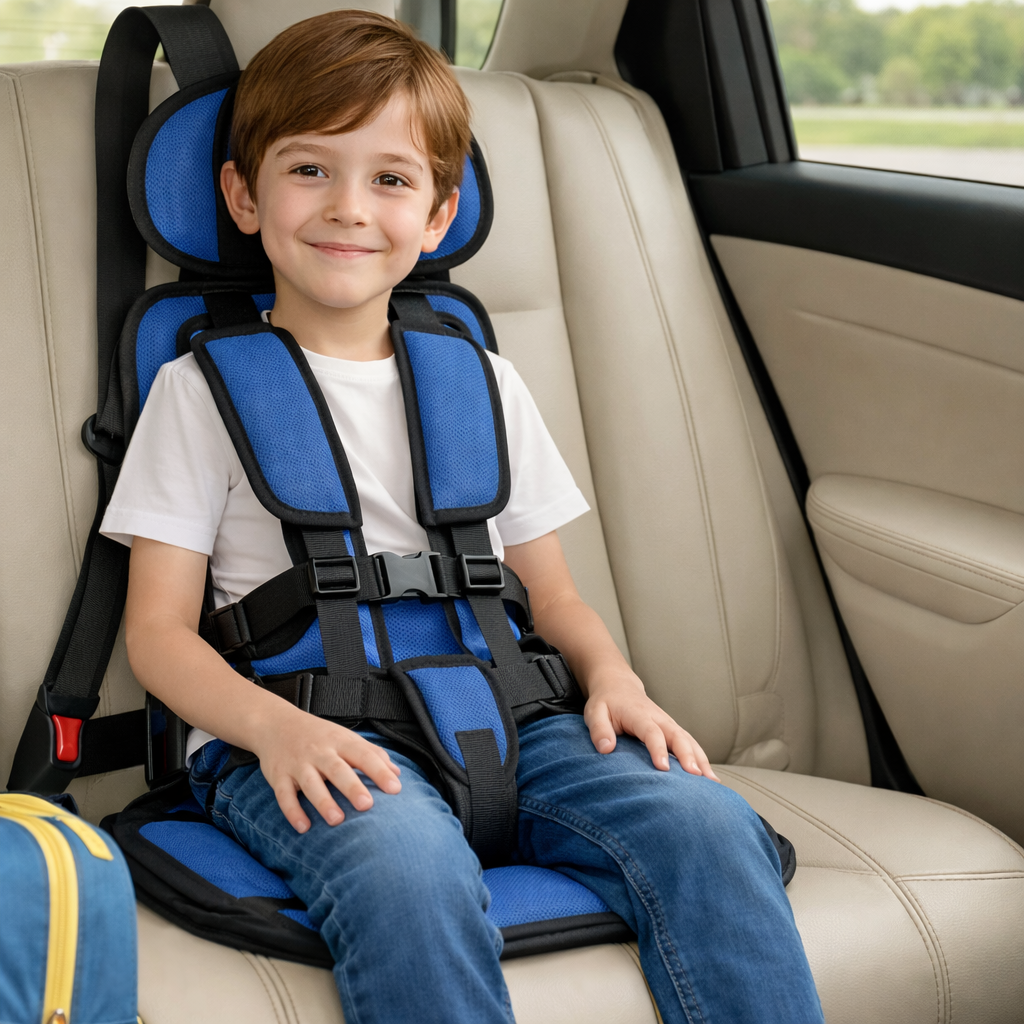 Portable Car Seat Booster – Foldable Travel Seat with Harness