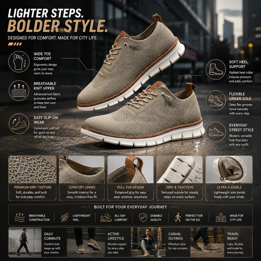 Men's Slip-On Casual Shoes – Comfortable Wide-Toe Urban Sneakers